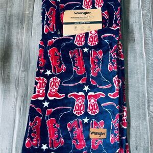 Wrangler Western Cowboy Boots Blue Red Ultra Plush Throw Blanket